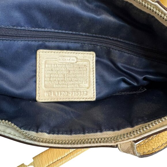 Coach Leather Tote Purse yellow patent Signature Embossed Logo F15142 - Picture 2 of 8